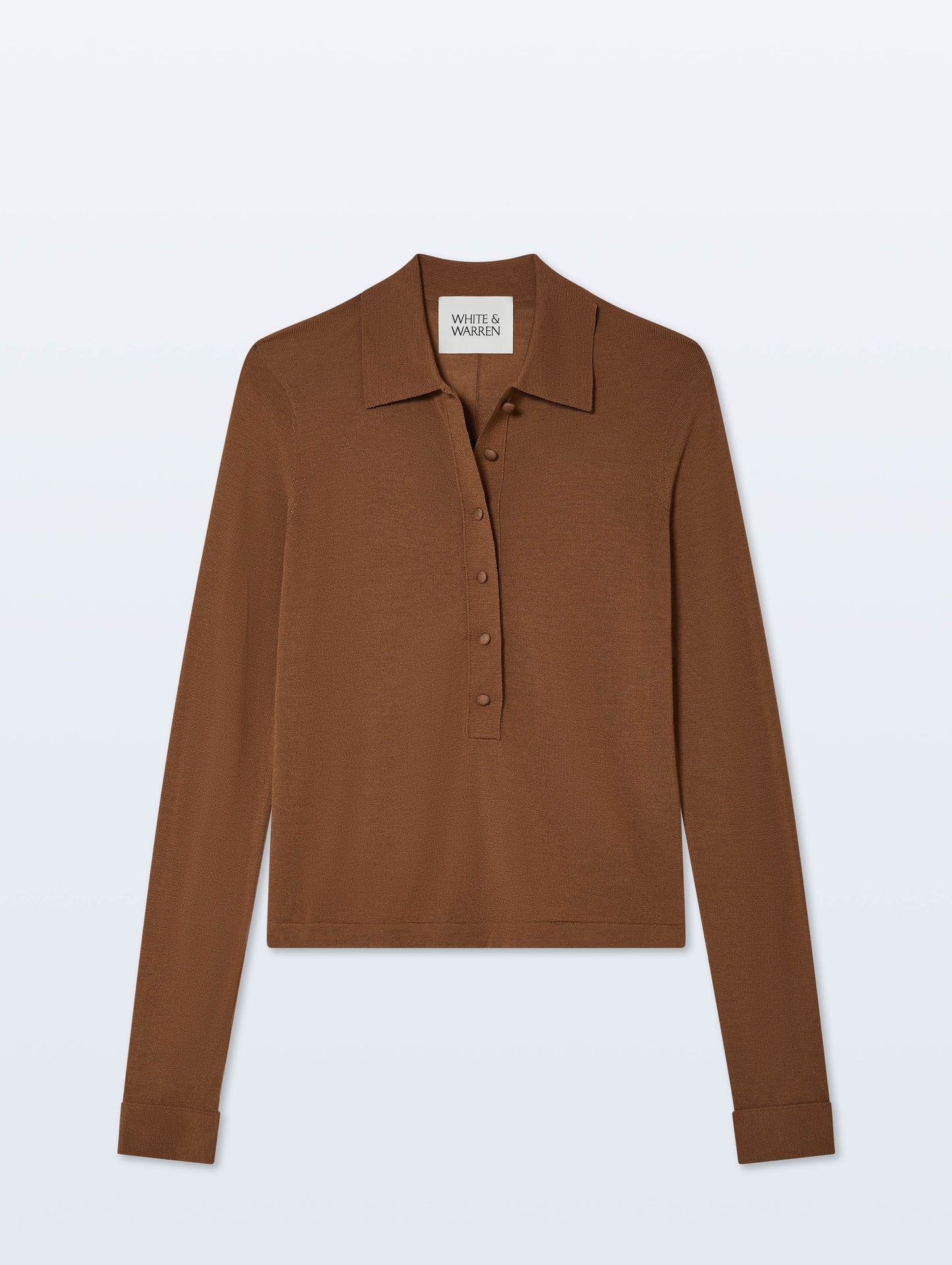 White + Warren |  Le polo en laine mérinos extra-fine - Caramel brûlé