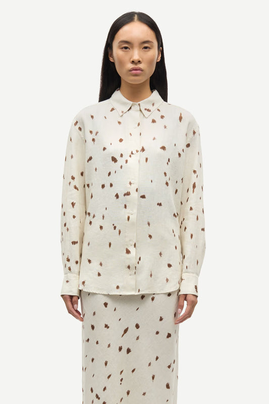 SAMSØE | Chemise en lin "Saloves" - Beige et brun