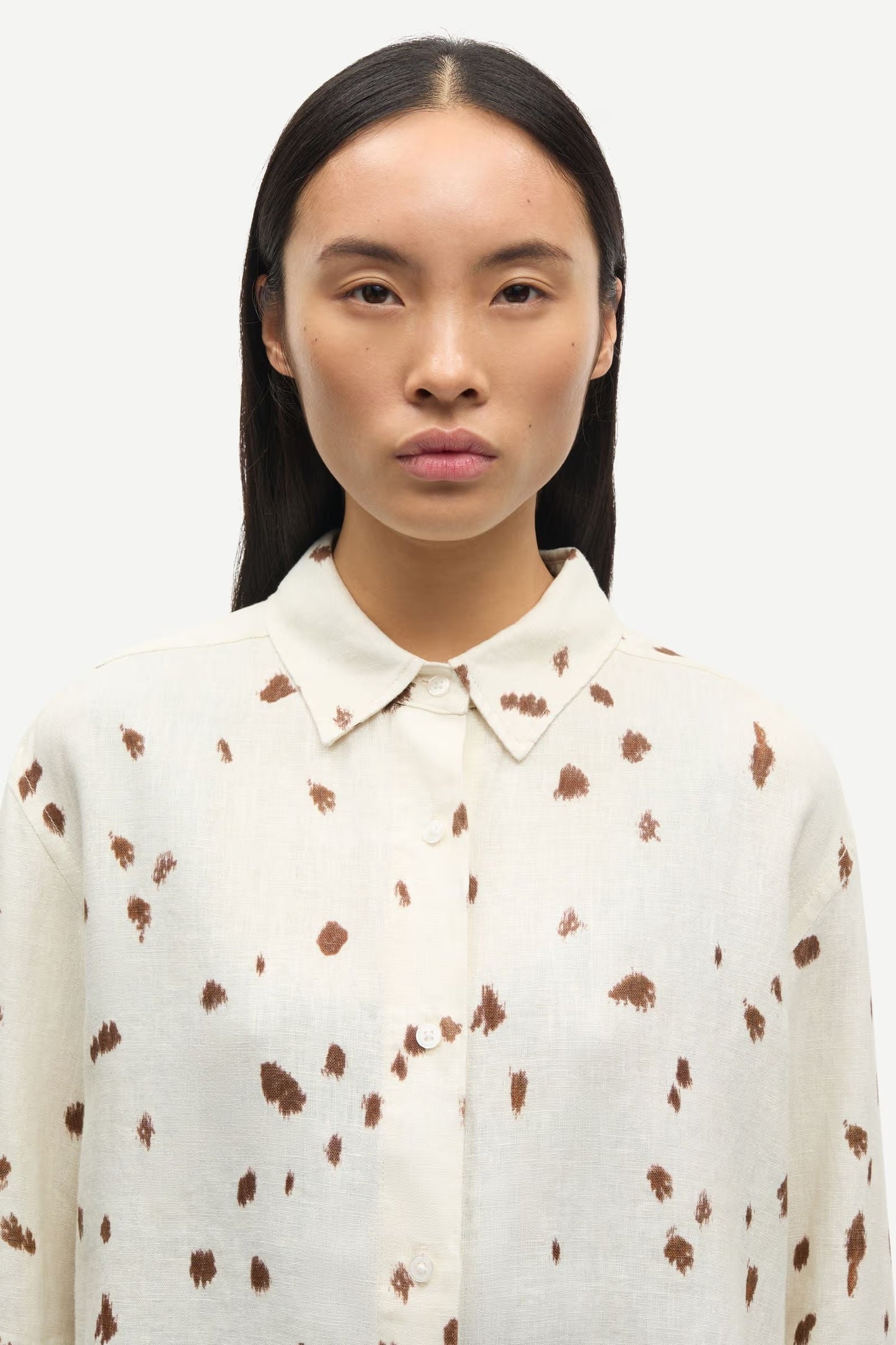 SAMSØE | Chemise en lin "Saloves" - Beige et brun