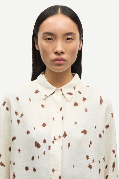 SAMSØE | Chemise en lin "Saloves" - Beige et brun