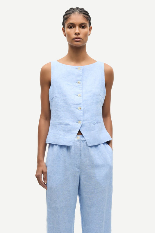 SAMSØE | Gilet "Saloves" en lin - Bleu clair