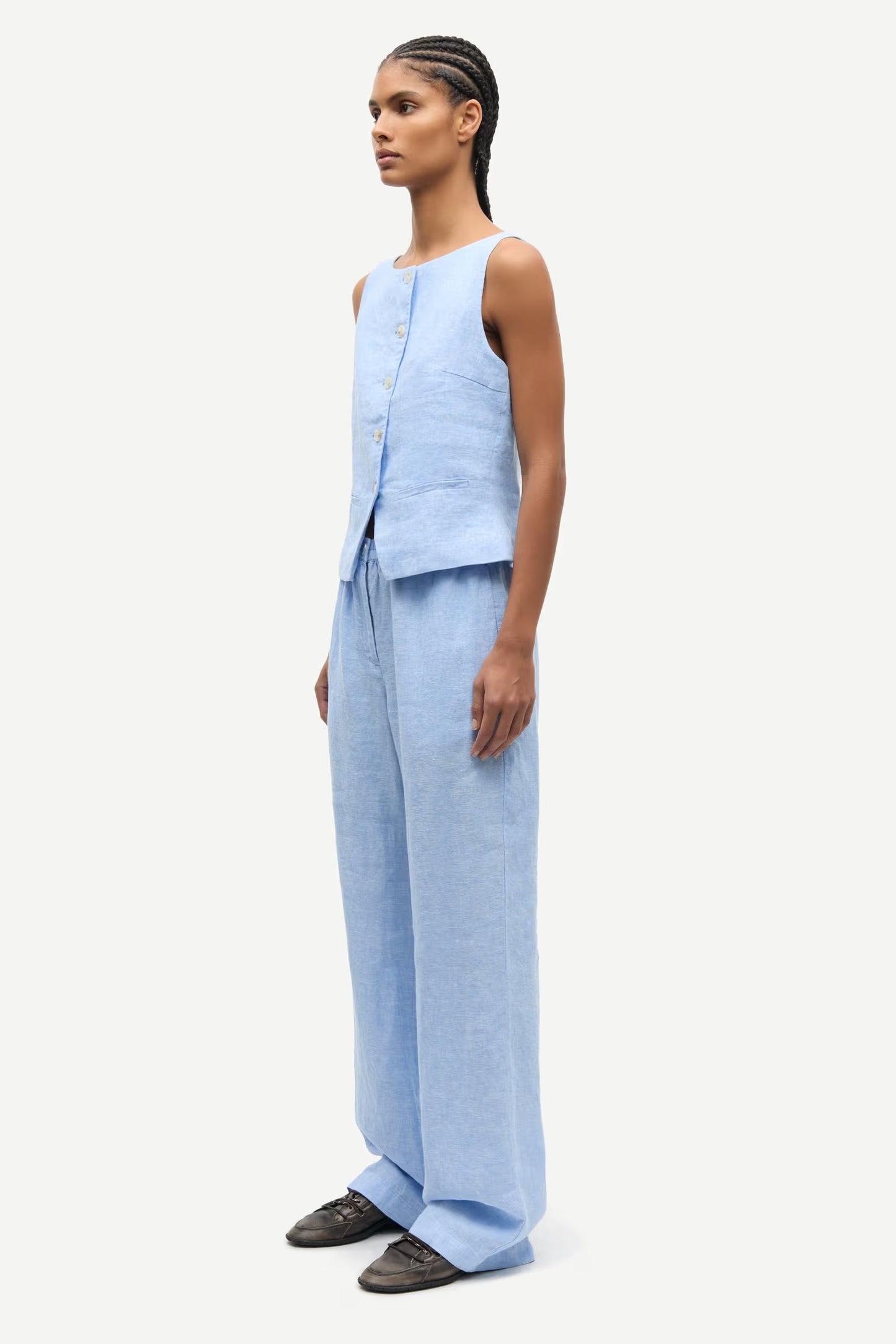 SAMSØE | Pantalons "Satoves" en lin - Bleu clair