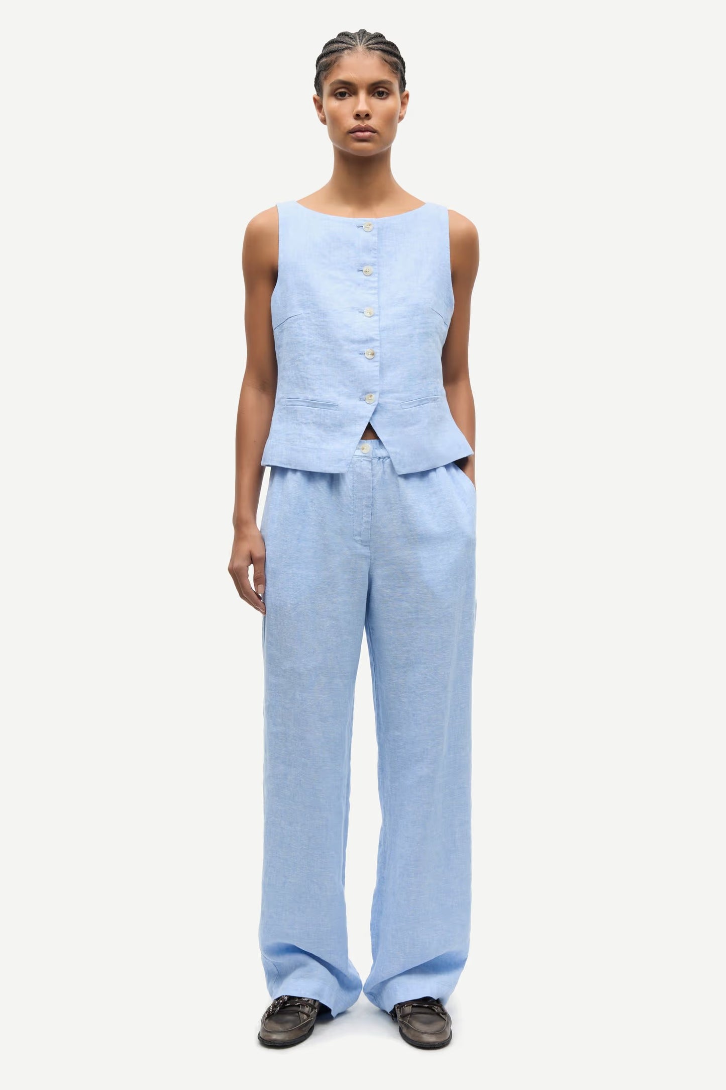 SAMSØE | Gilet "Saloves" en lin - Bleu clair