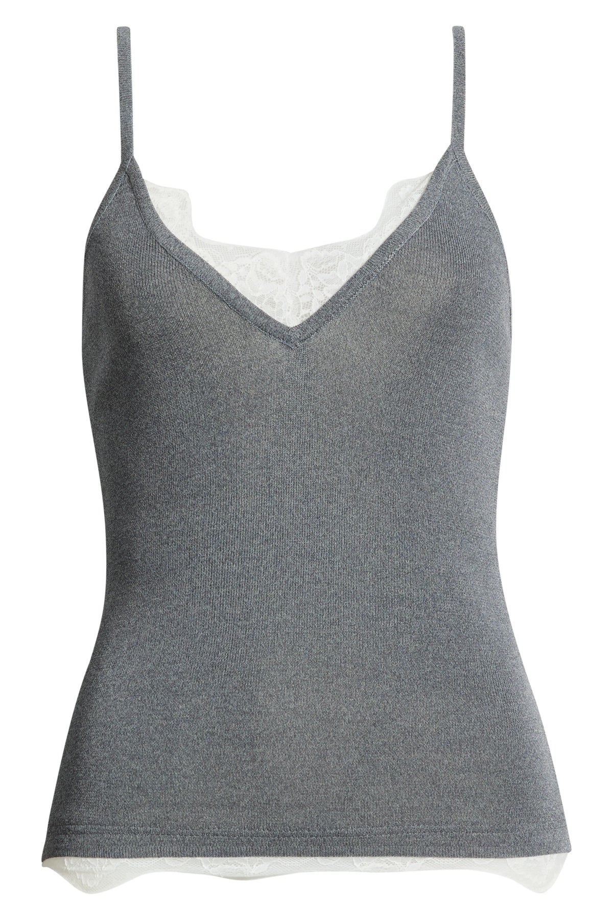 Dèluc | Camisole avec bordure en dentelle 'Television' | Grise