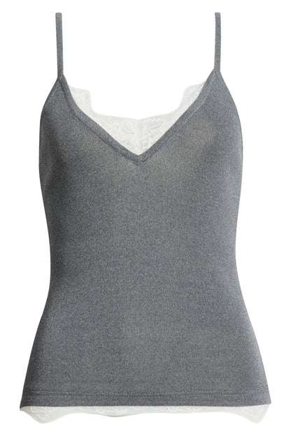 Dèluc | Camisole avec bordure en dentelle 'Television' | Grise
