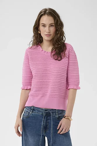 CULTURE | haut en maille ajourée ''Tella'' |  Rose