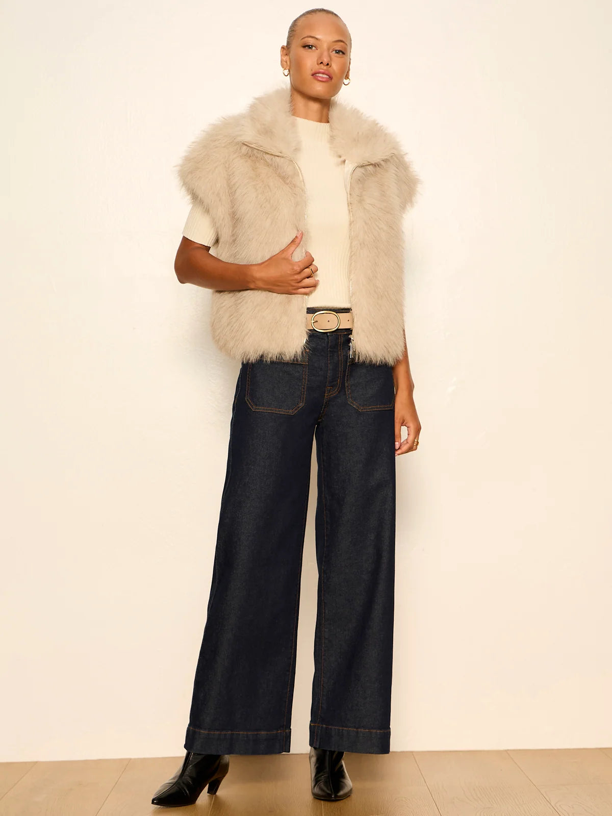 Sanctuary | Veste en fourrure soyeuse 'Silky' | Beige