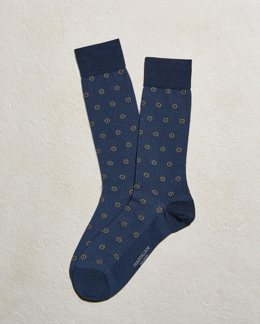 Marcoliani - Chaussettes en coton pima à motifs d'anneaux  - Bleu