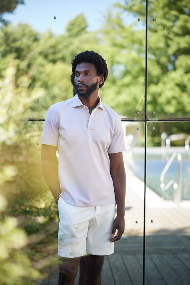 EMANUEL BERG |  Le polo en maille jacquard texturée - Beige