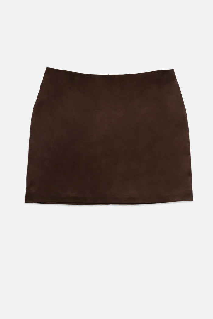 Deluc | Jupe "Derek" en faux daim- Chocolat