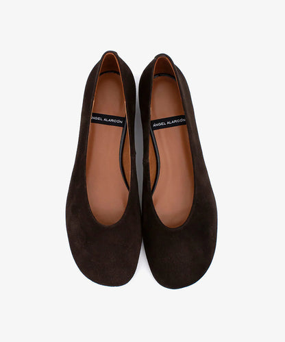 Angel Alarcon | Les ballerines en daim"KATYA"  -Marron foncé