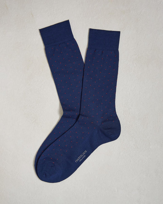 Marcoliani - Chaussettes à motifs de pois en coton Pima - Bleu