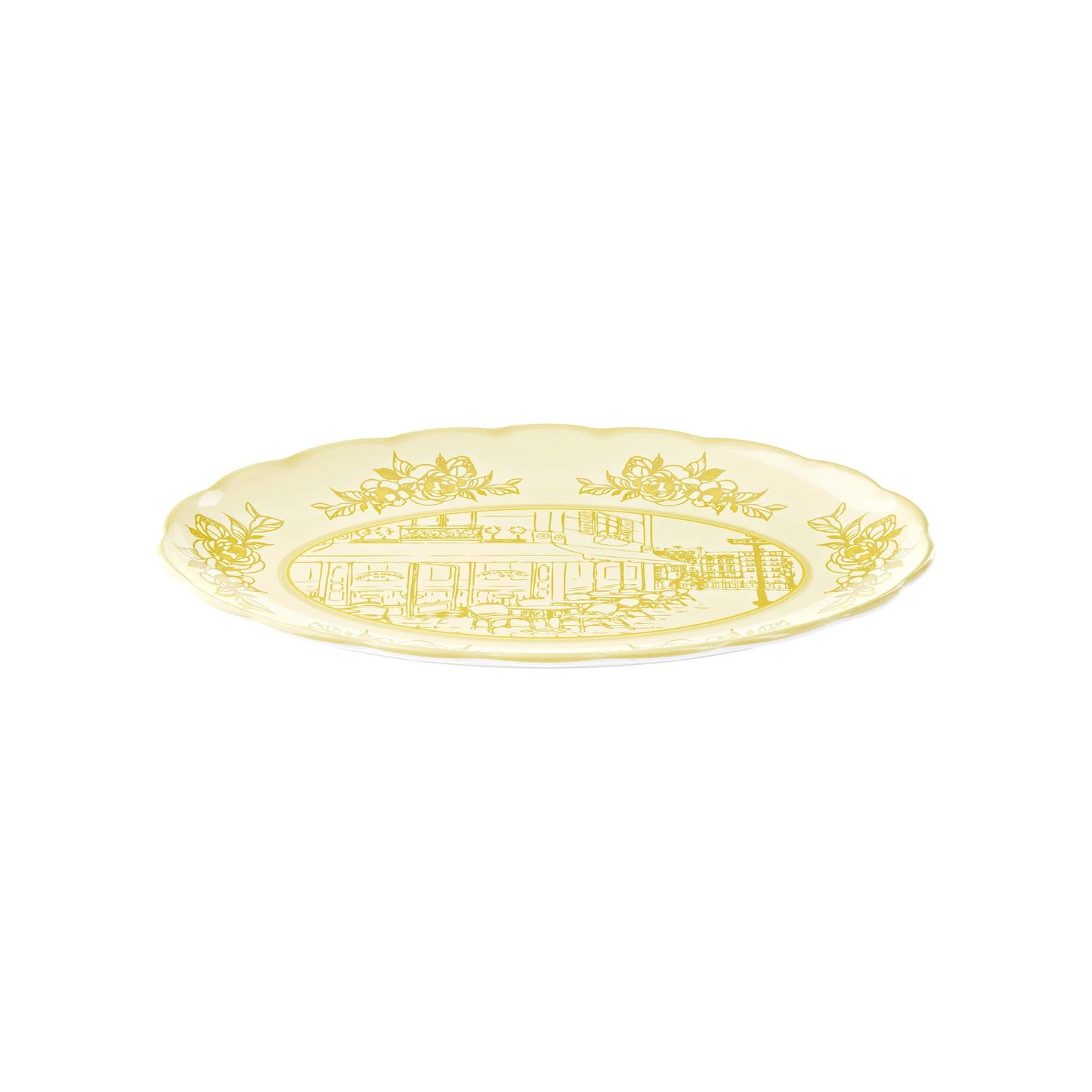 GRAND PLAT DE SERVICE OVALE "JOSEPHINE" - Jaune