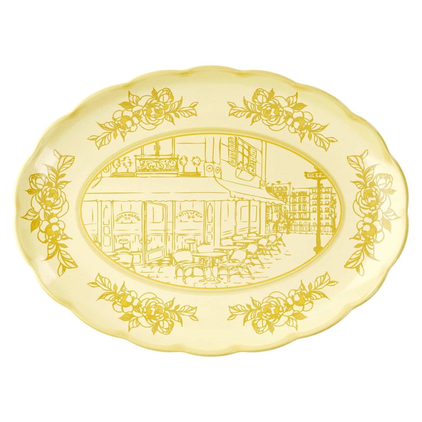 GRAND PLAT DE SERVICE OVALE "JOSEPHINE" - Jaune