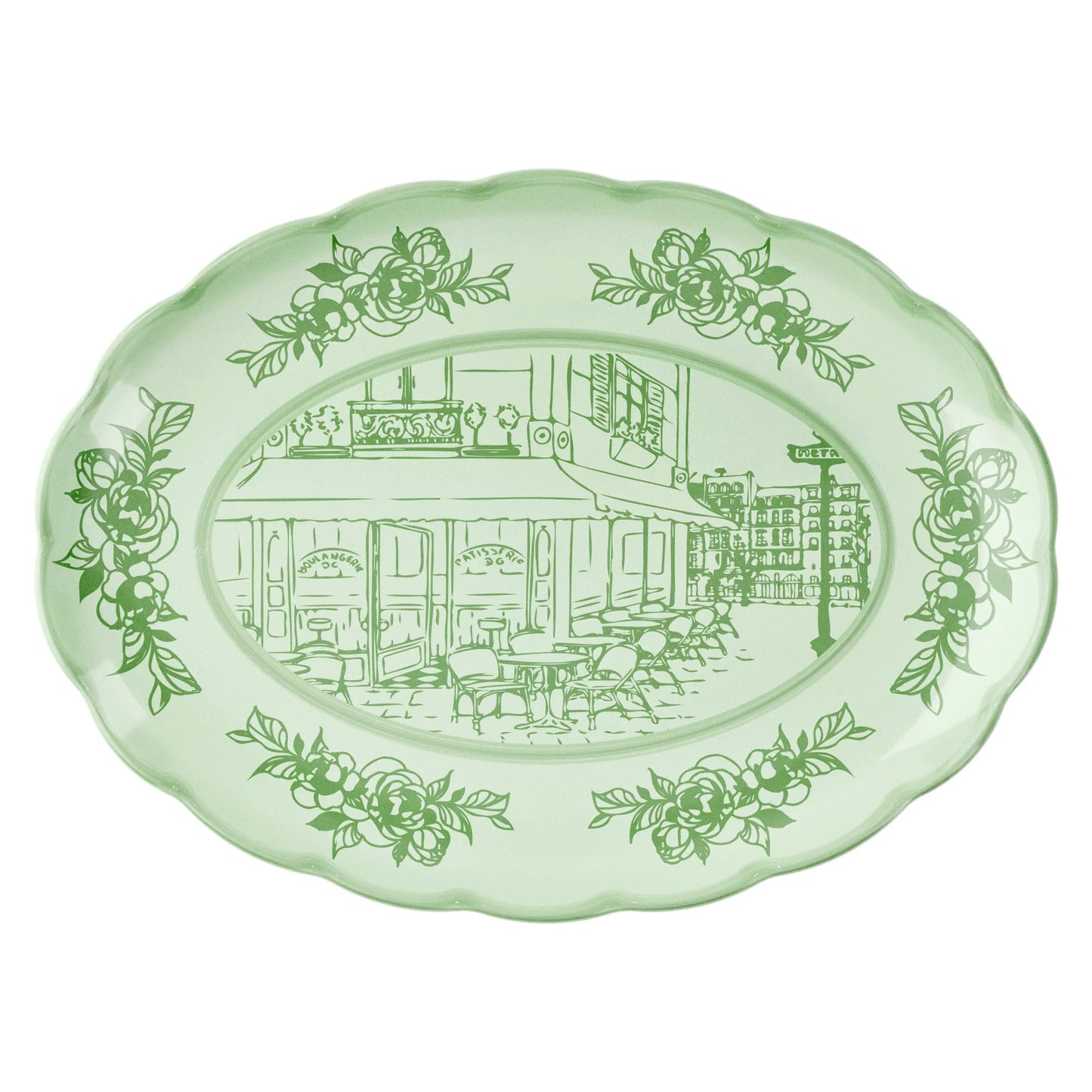 GRAND PLAT DE SERVICE OVALE "JOSEPHINE" - Vert