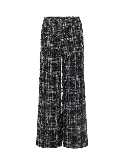 L'Agence | Pantalons "LIVVY" en tweed - Noir/ Ivoire