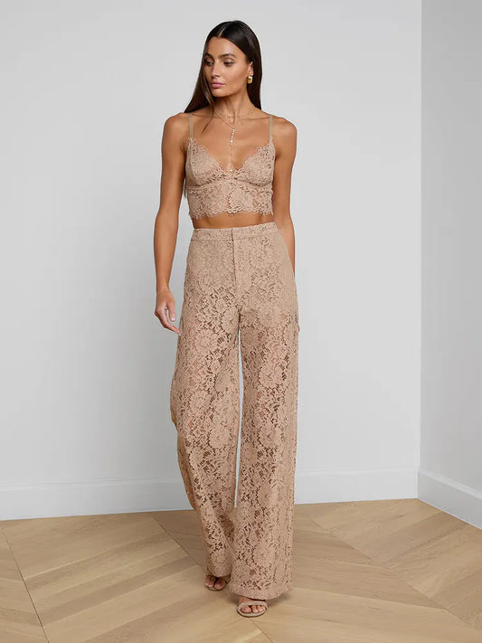 L'AGENCE| Pantalon à jambes droits 'Livy' | Cappuccino