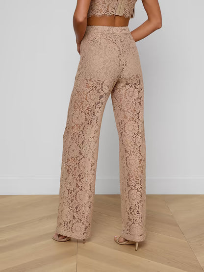 L'AGENCE| Pantalon à jambes droits 'Livy' | Cappuccino