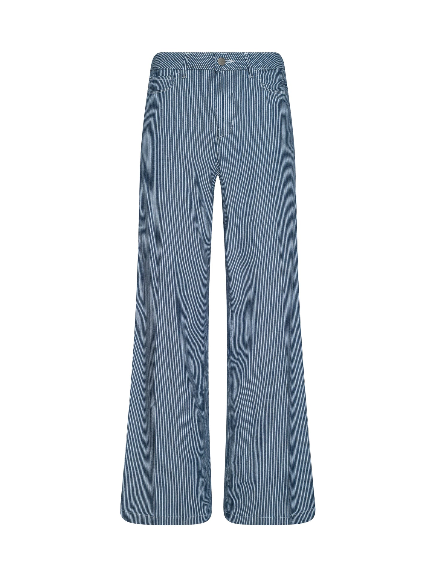 L'AGENCE| Pantalon à jambes larges 'Amara' | Bleu et blanc rayé