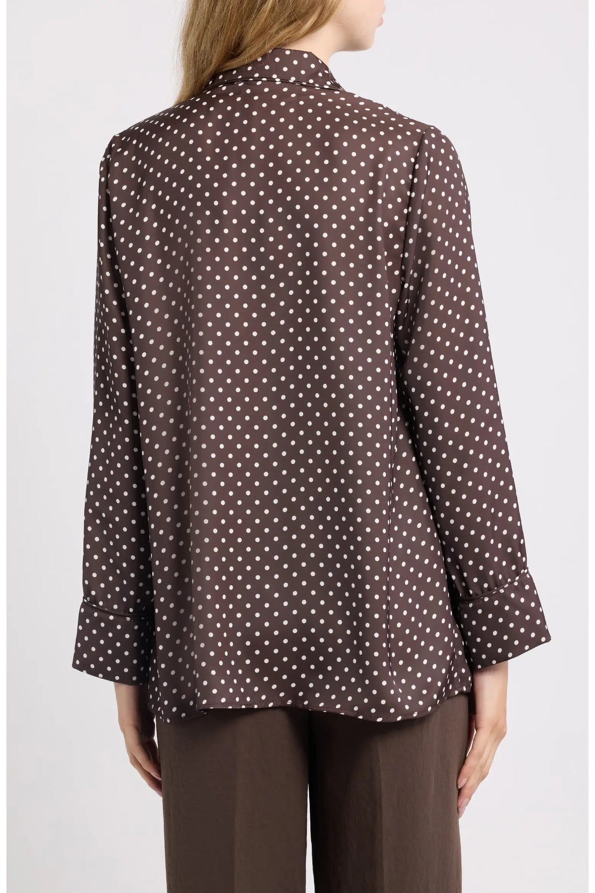 Dèluc | Chemise boutonnée imprimée à pois 'Survivor' | Chocolat