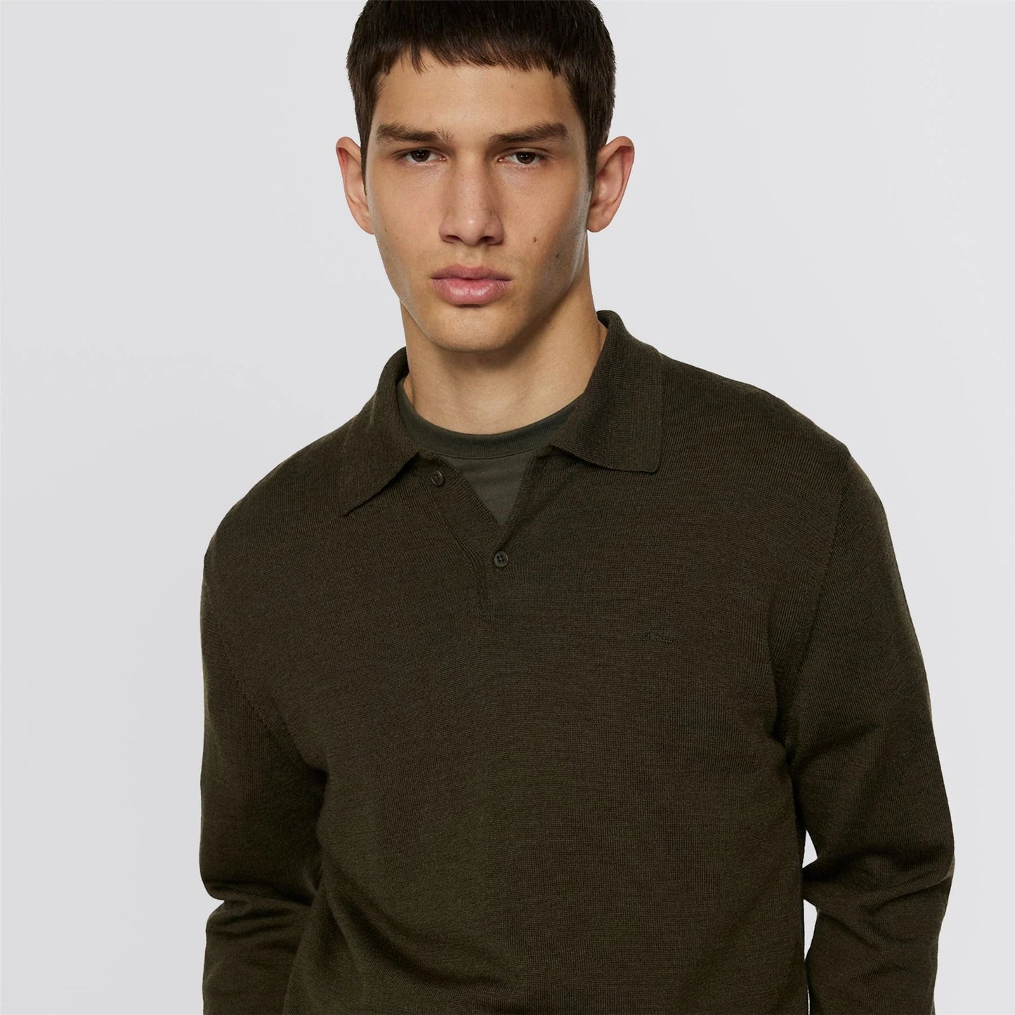 J.LINDEBERG | Polo ''Kai'' en laine mérinos - Vert forêt