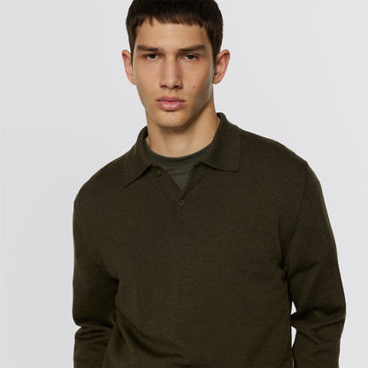 J.LINDEBERG | Polo ''Kai'' en laine mérinos - Vert forêt