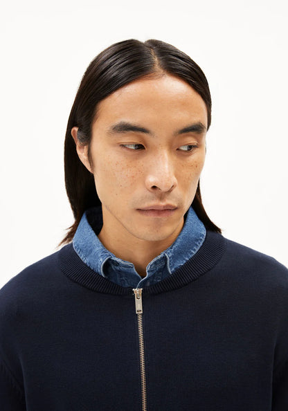ARMEDANGELS | Veste en maille "Agaamon" - Bleu nuit