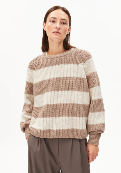 Armedangel | Pull "KAAGI STRIPE" - Beige/Blanc