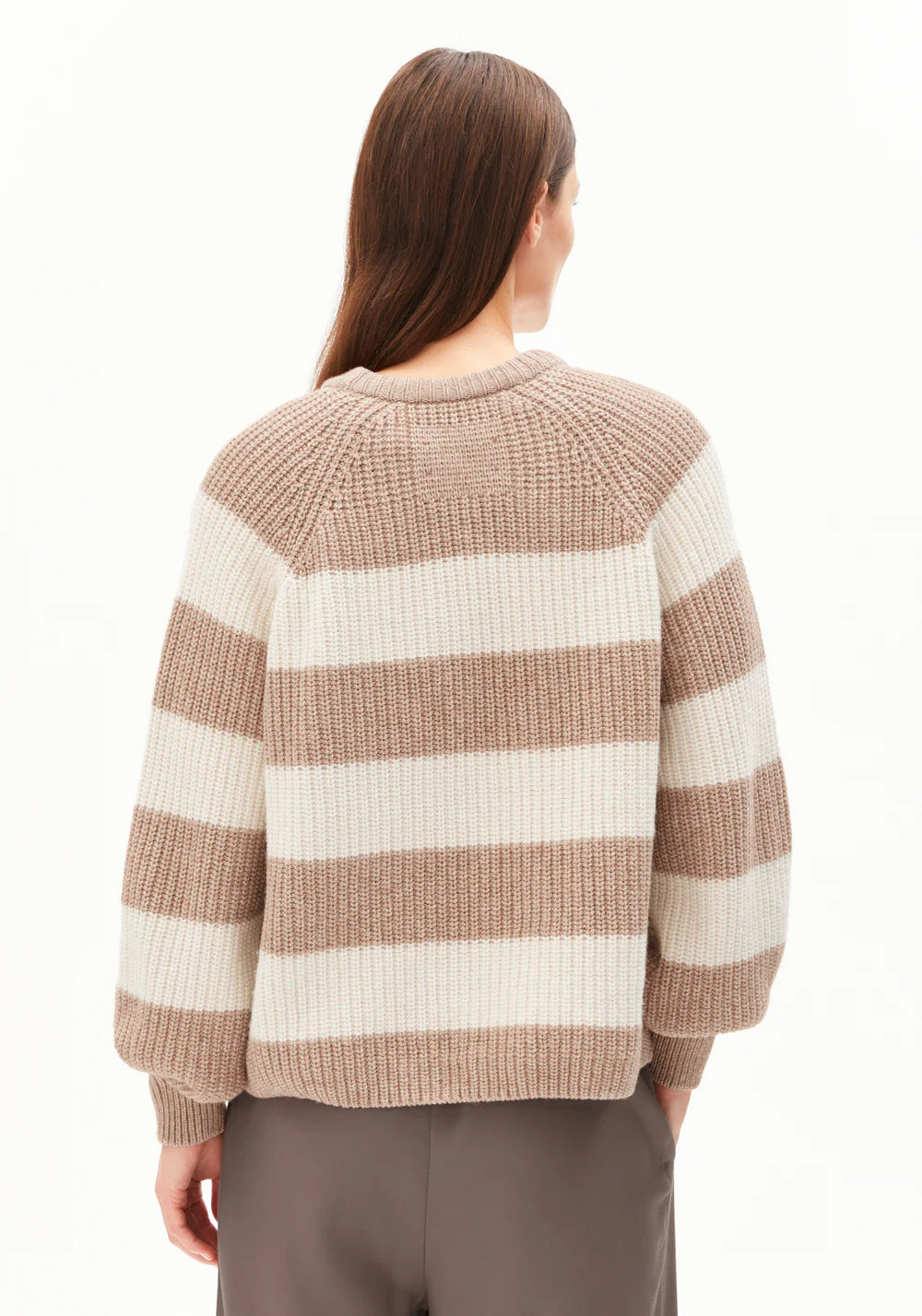 Armedangel | Pull "KAAGI STRIPE" - Beige/Blanc