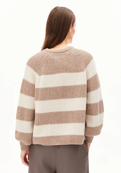 Armedangel | Pull "KAAGI STRIPE" - Beige/Blanc