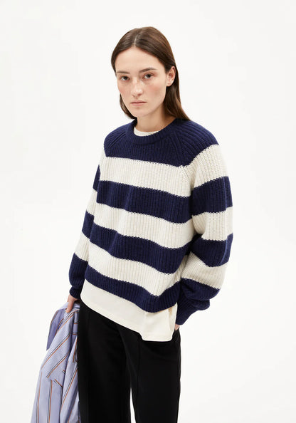 Armedangel | Pull "KAAGI STRIPE" - Marine/Blanc