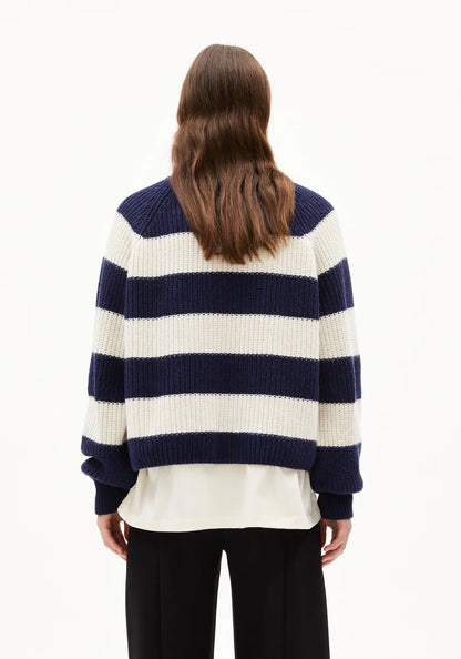 Armedangel | Pull "KAAGI STRIPE" - Marine/Blanc