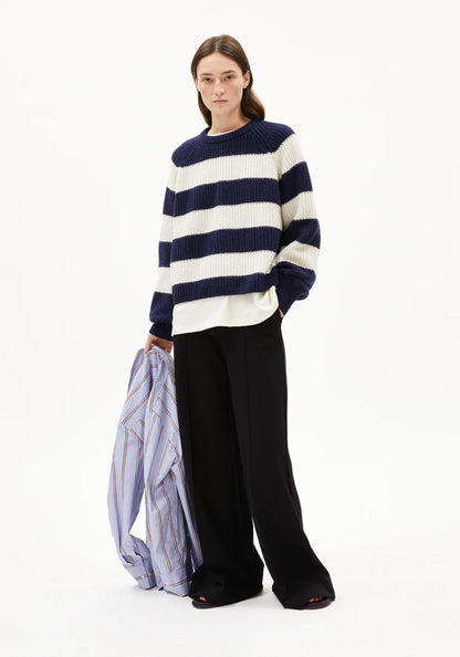 Armedangel | Pull "KAAGI STRIPE" - Marine/Blanc