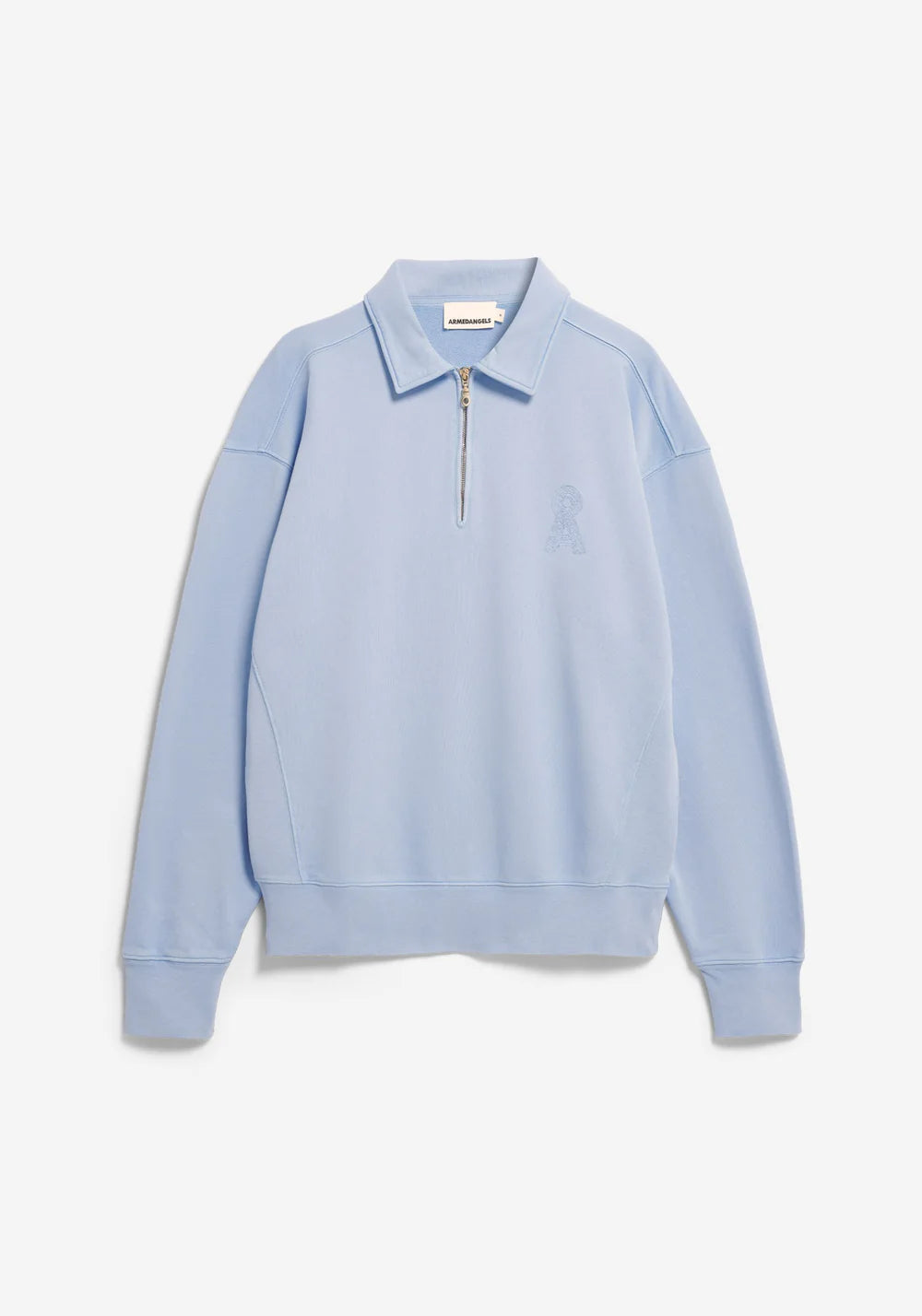 ARMEDANGELS | Pull à demi-zip "ICONIC Å" - Bleu clair délavé