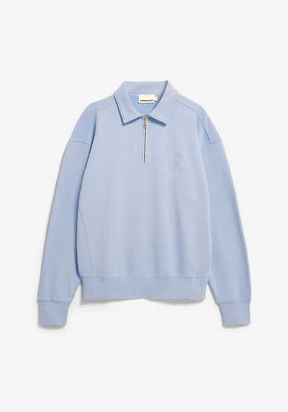 ARMEDANGELS | Pull à demi-zip "ICONIC Å" - Bleu clair délavé
