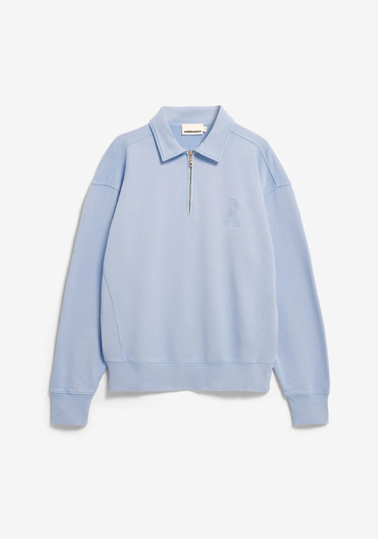 ARMEDANGELS | Pull à demi-zip "ICONIC Å" - Bleu clair délavé