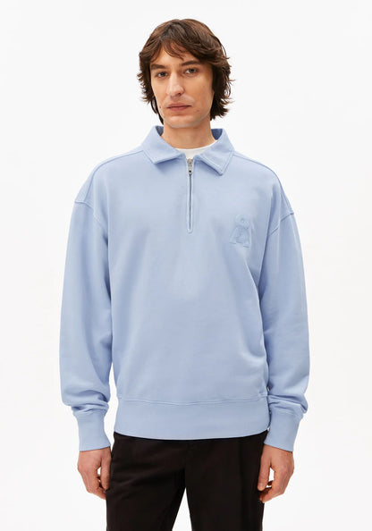 ARMEDANGELS | Pull à demi-zip "ICONIC Å" - Bleu clair délavé