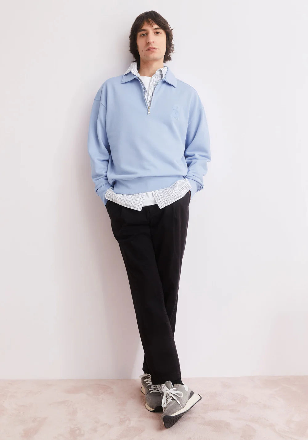 ARMEDANGELS | Pull à demi-zip "ICONIC Å" - Bleu clair délavé