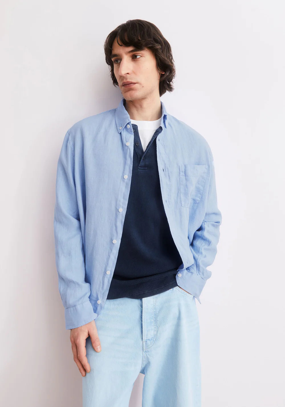 ARMEDANGELS |Chemise en lin à manches longues - Bleu claire