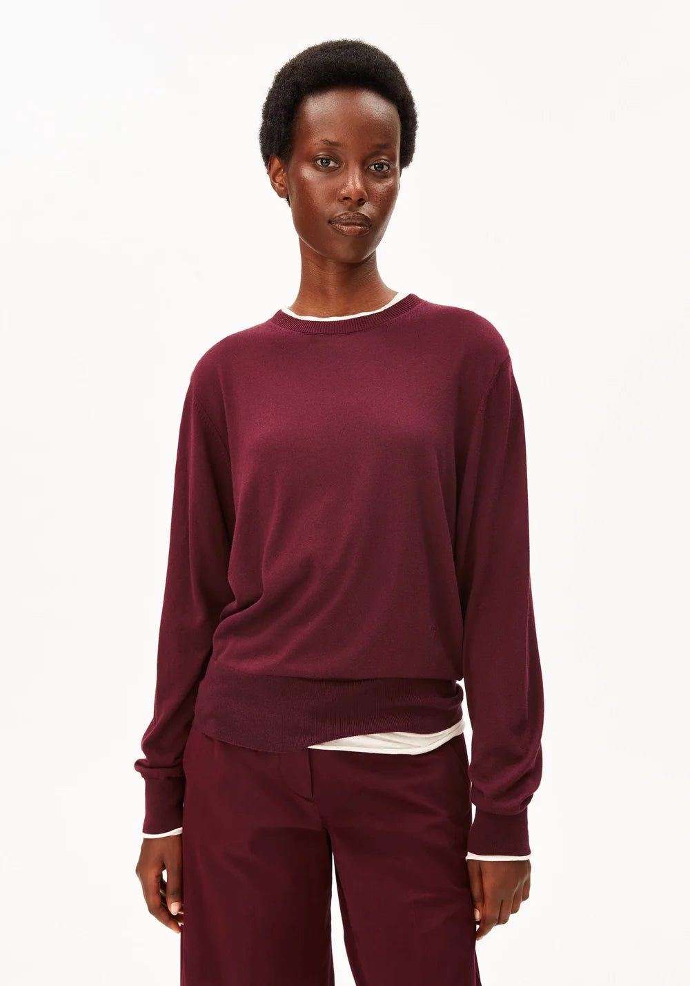 ARMEDANGELS | Pull en maille fine | Rouge velours