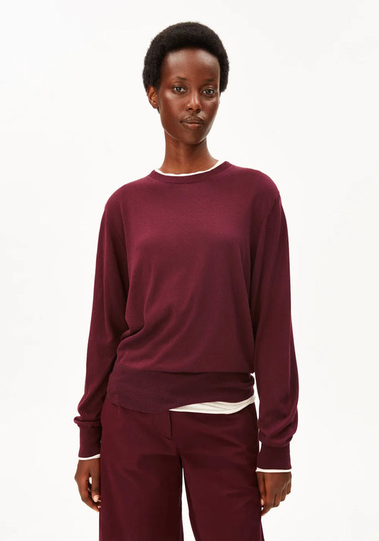 ARMEDANGELS | Pull en maille fine | Rouge velours