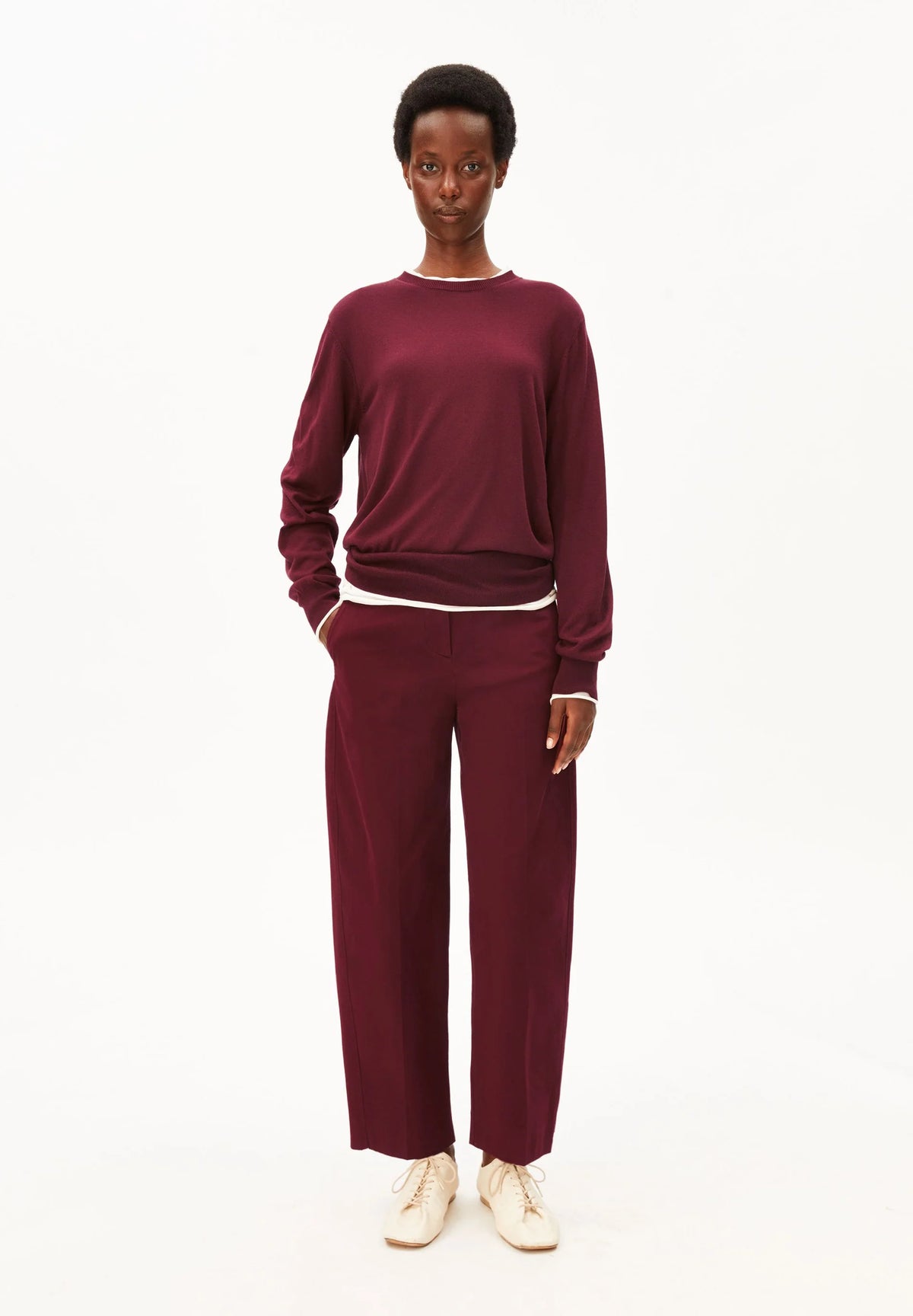 ARMEDANGELS | Pull en maille fine | Rouge velours