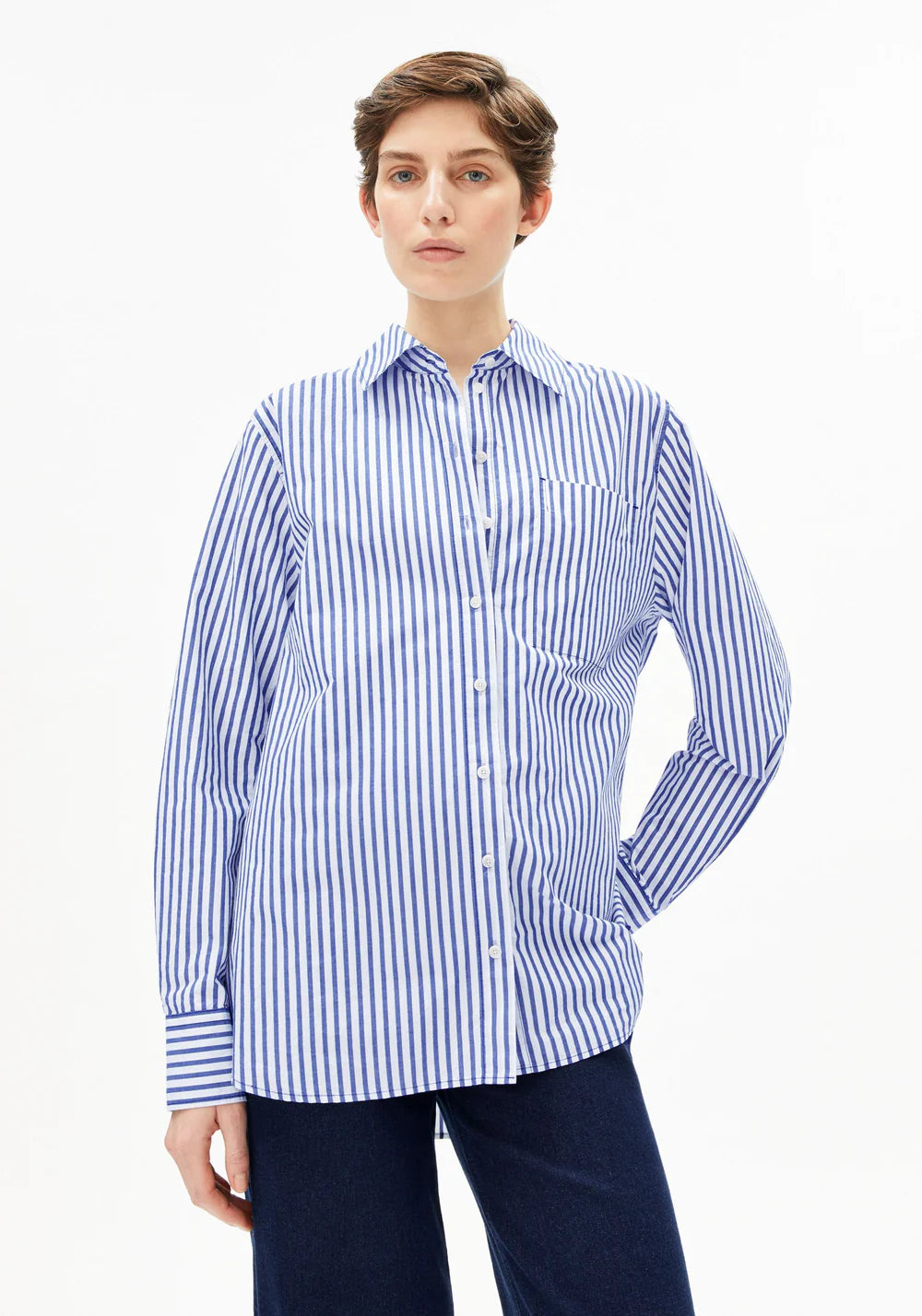 Armedangels | Chemise 'Stripe Loose' |  Bleu/Blanc