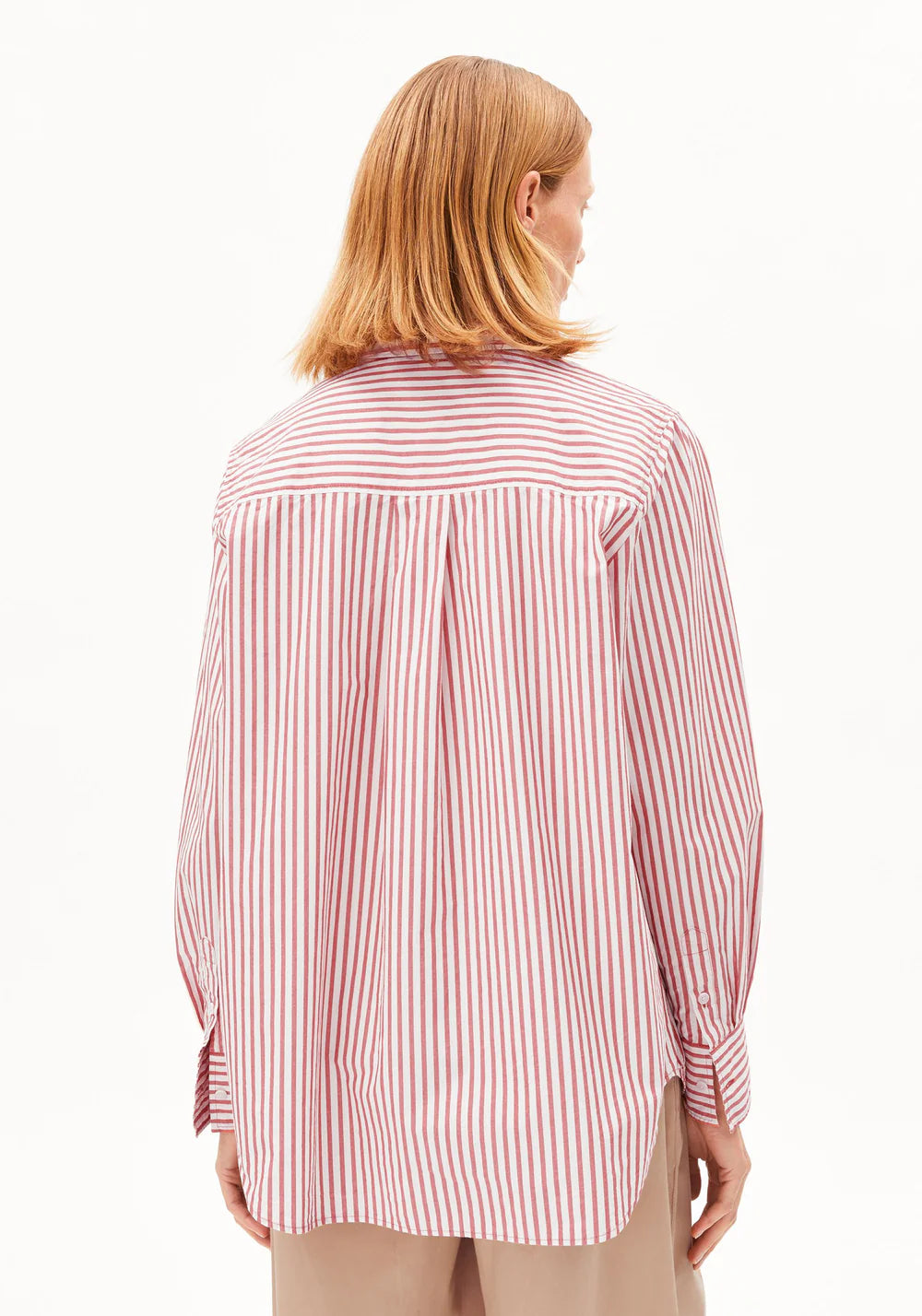 Armedangels | Chemise 'Stripe Loose' |  Rouge/Blanc