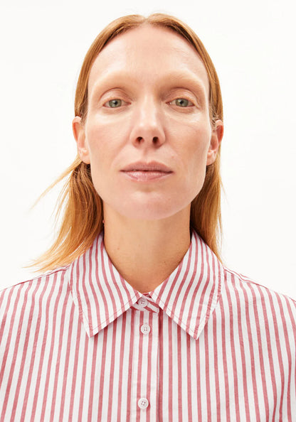Armedangels | Chemise 'Stripe Loose' |  Rouge/Blanc