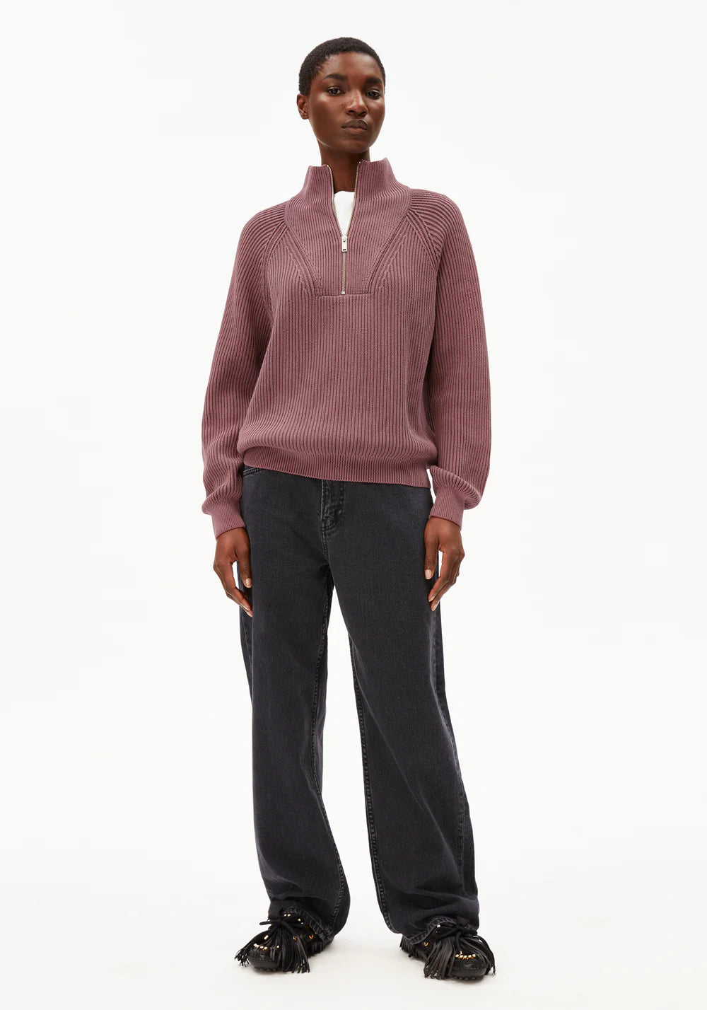 Armedangels | Pull en coton biologique teint en pièce "RONYIAAS"- Rose poudré