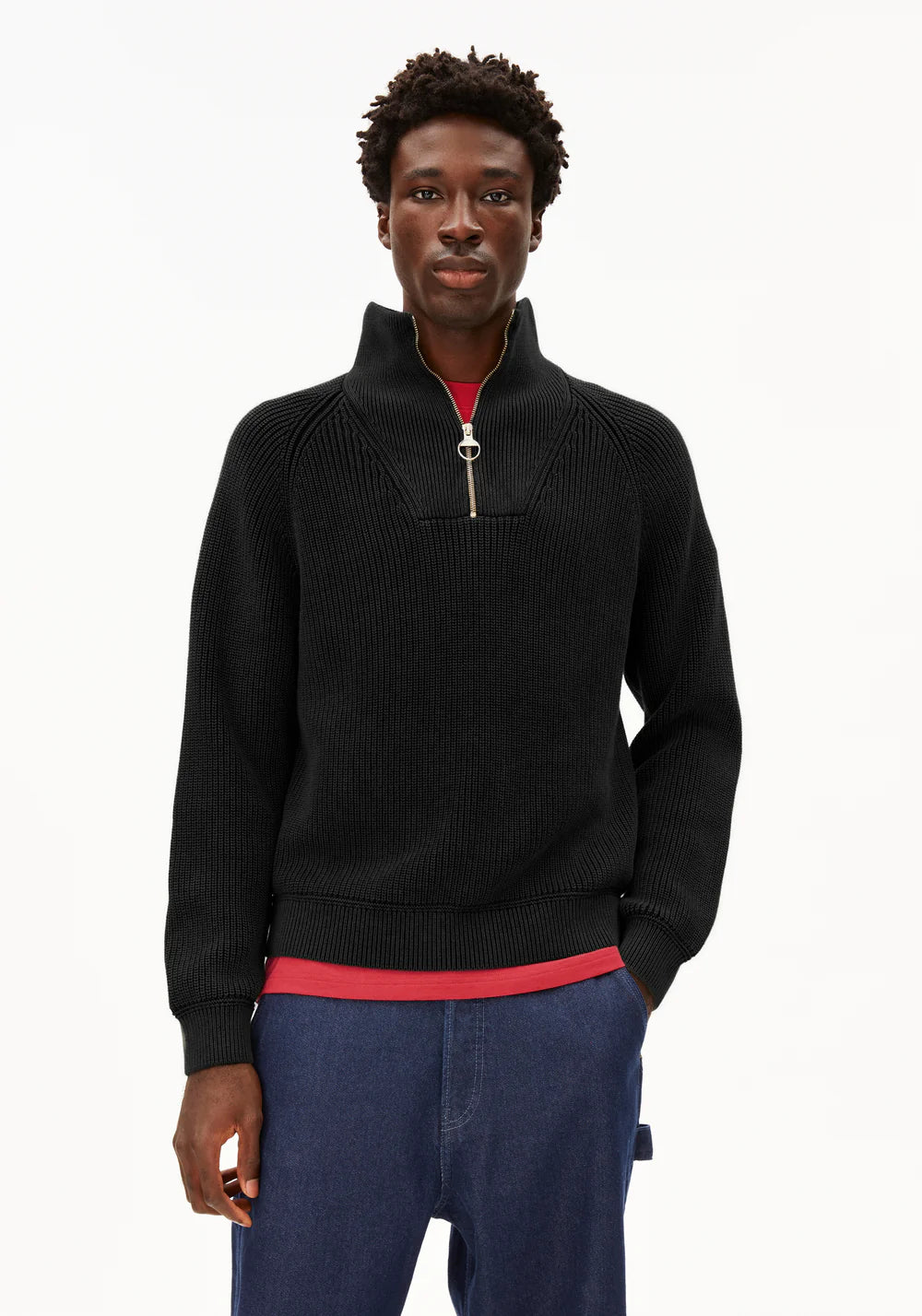 Armedangels | Le pull demi-zip "Kaalves" - Noir