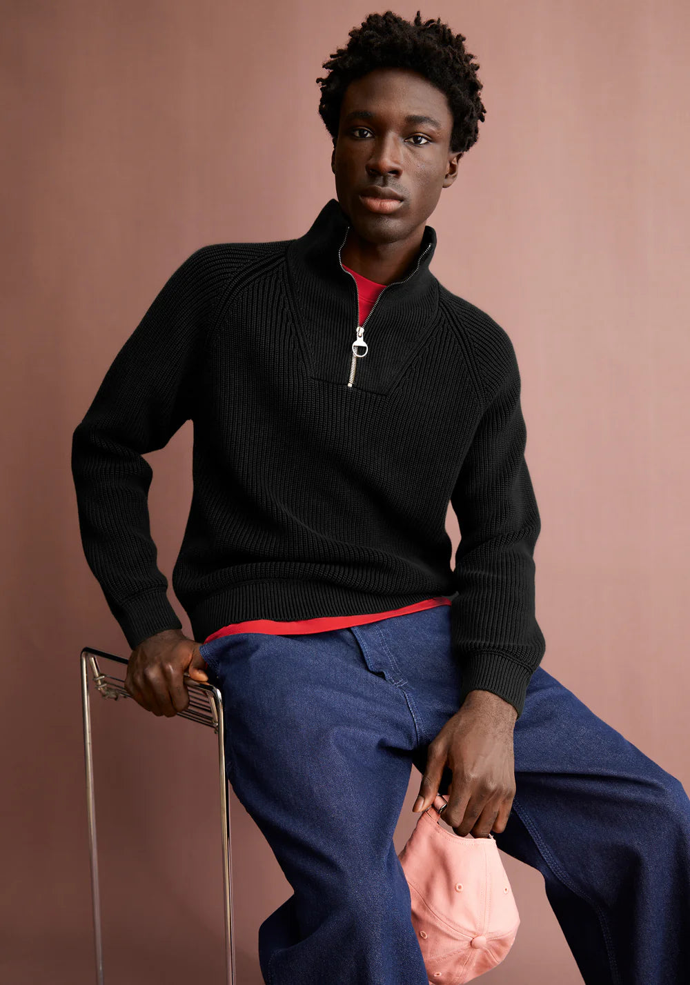Armedangels | Le pull demi-zip "Kaalves" - Noir