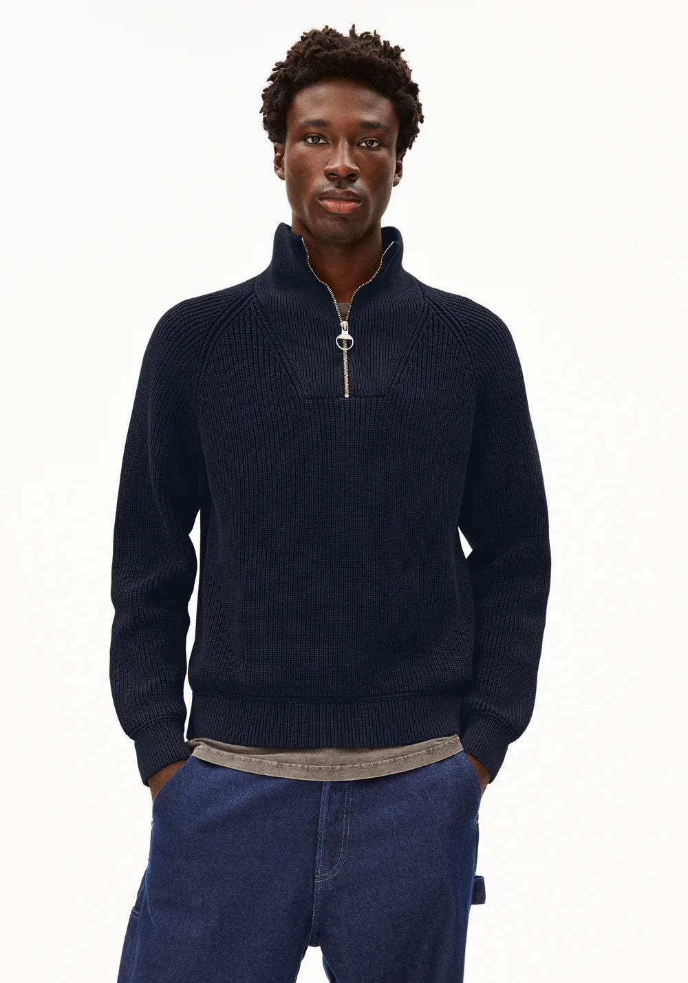 Armedangels | Le pull demi-zip "Kaalves" - Bleu marine