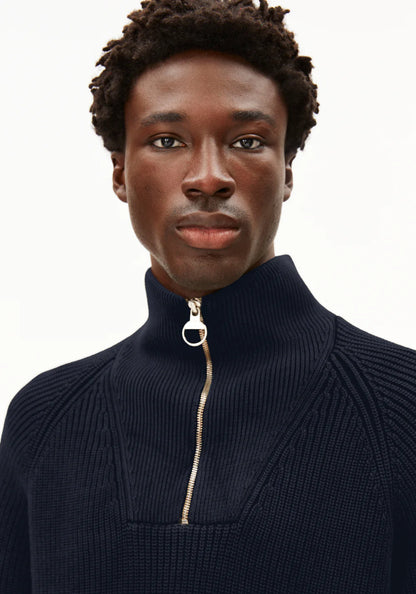 Armedangels | Le pull demi-zip "Kaalves" - Bleu marine